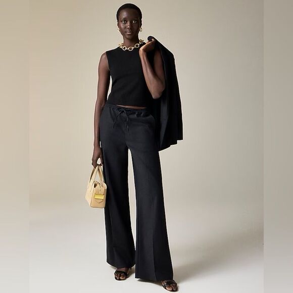 NWT J CREW Superwide Stratus pant in city twill in black - Picture 2 of 7